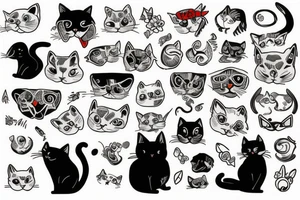 cat with dog tattoo idea