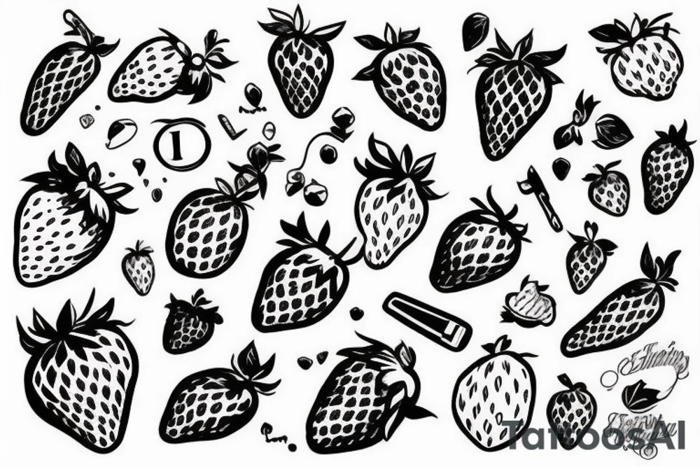 strawberry, oldschool tattoo idea