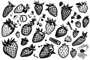 strawberry, oldschool tattoo idea