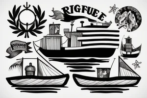 a refugee boat at sea tattoo idea