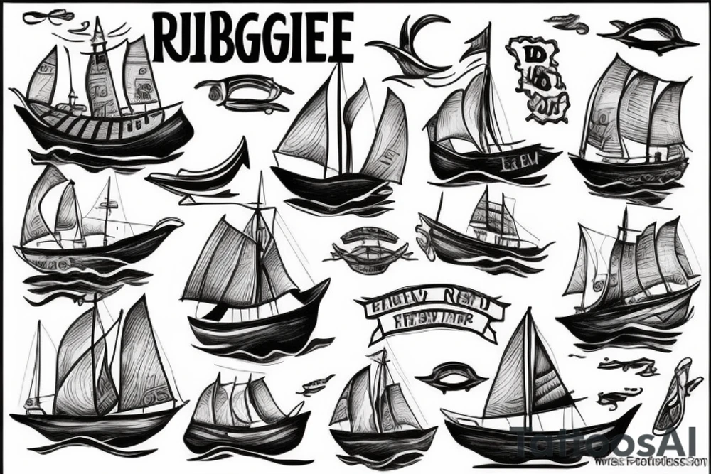 a refugee boat at sea tattoo idea