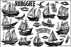 a refugee boat at sea tattoo idea