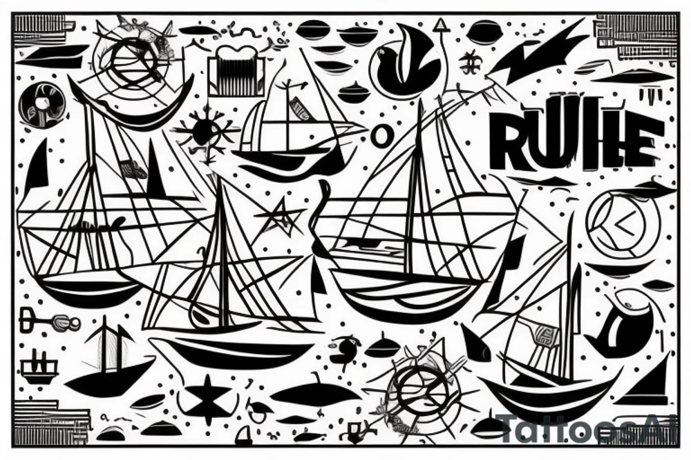 a refugee boat at sea tattoo idea