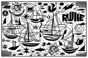 a refugee boat at sea tattoo idea