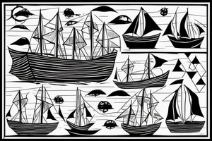 a refugee boat at sea tattoo idea