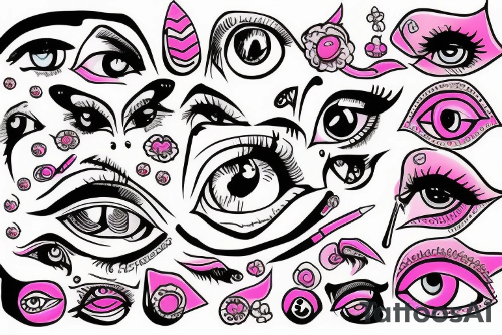 Pink eye with cat tattoo idea