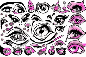 Pink eye with cat tattoo idea