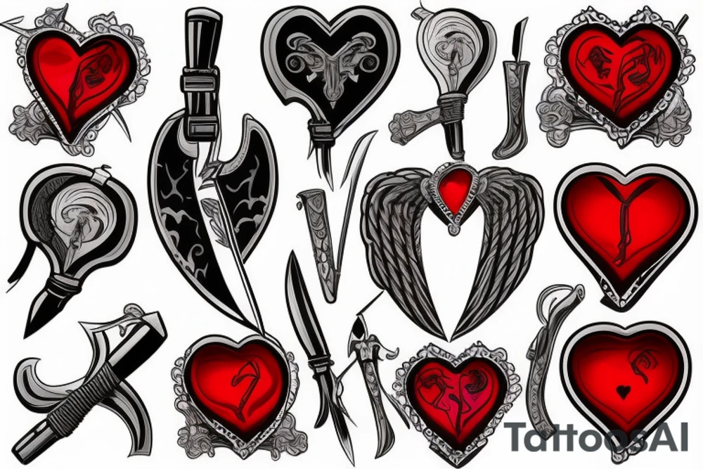 death before dishonor
heart
knife going through heart
colorfull tattoo idea