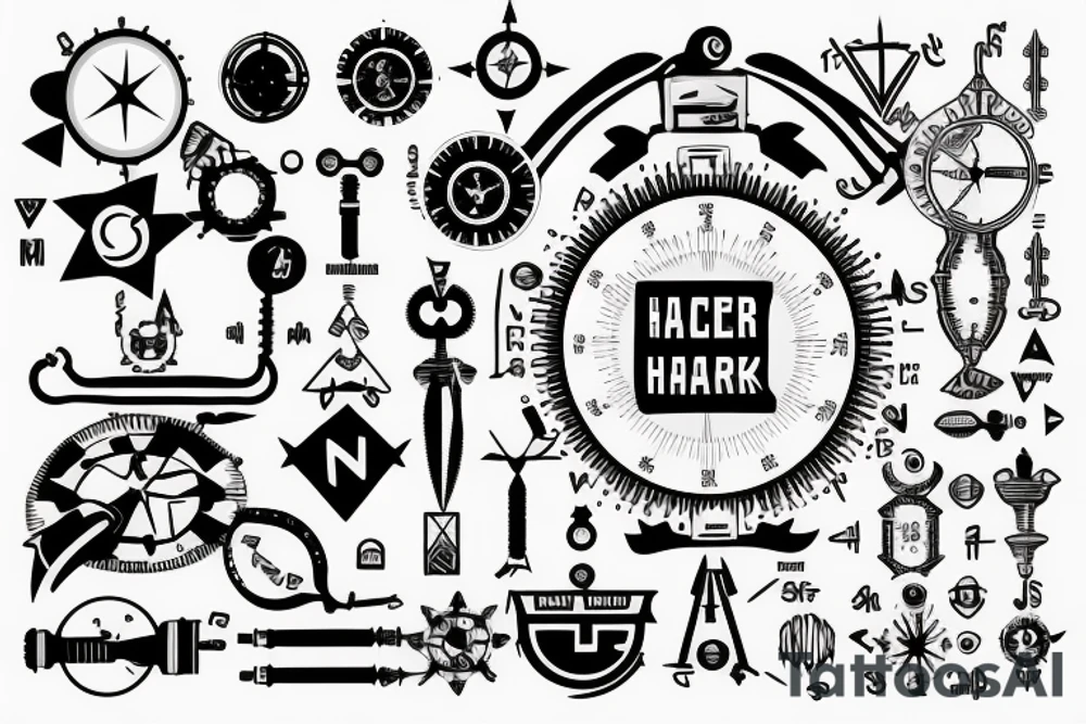 hacker, confident, nature, technical compass, manly tattoo idea