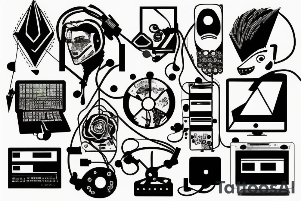 hacker, confident, nature, abstract, computers, manly
, techno music tattoo idea