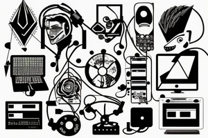 hacker, confident, nature, abstract, computers, manly
, techno music tattoo idea