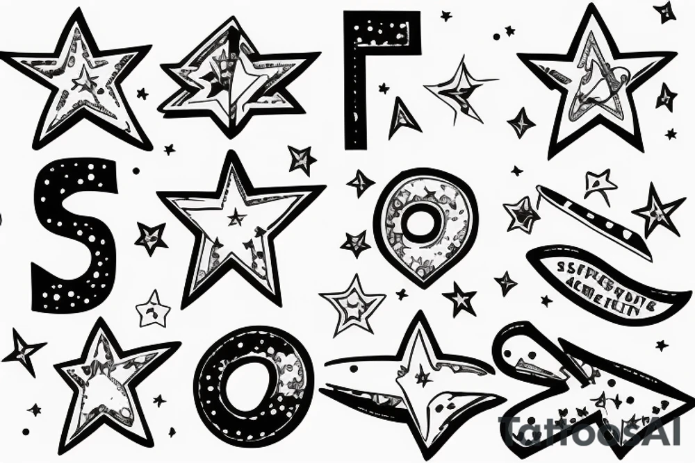 star with letter P tattoo idea