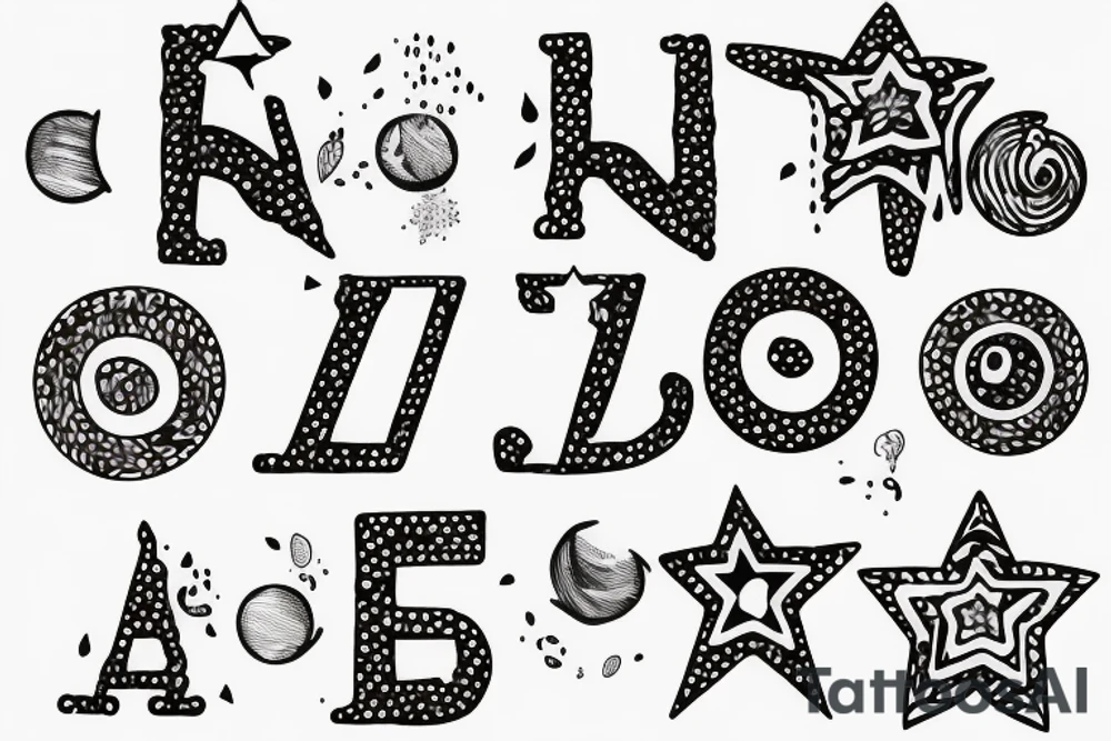 star with letter P tattoo idea