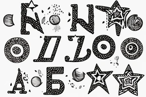 star with letter P tattoo idea