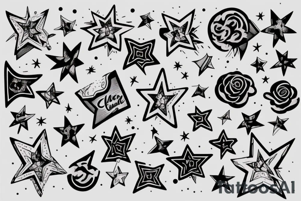 star with letter tattoo idea