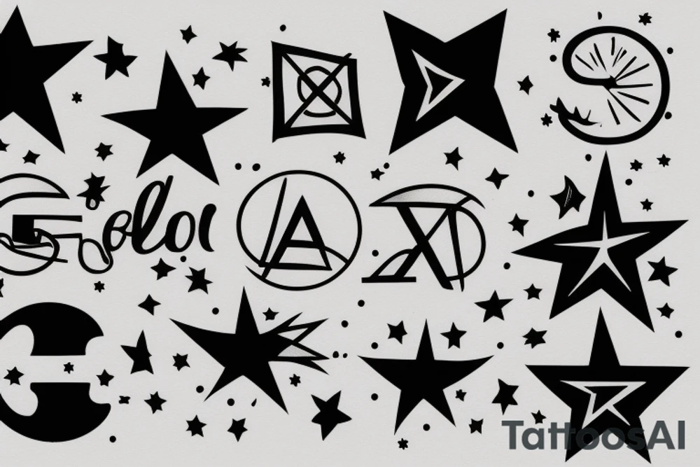 star with letter tattoo idea