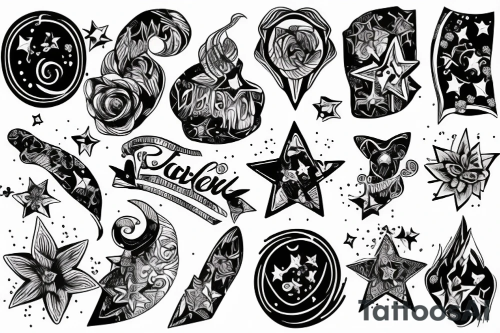 star with letter tattoo idea