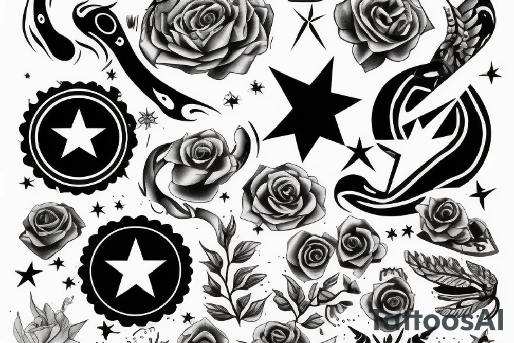 star with letter tattoo idea