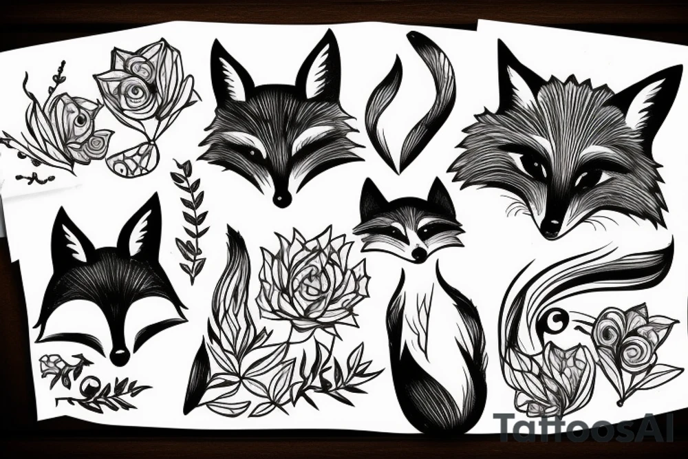 Fox minimalist and triskel tattoo idea