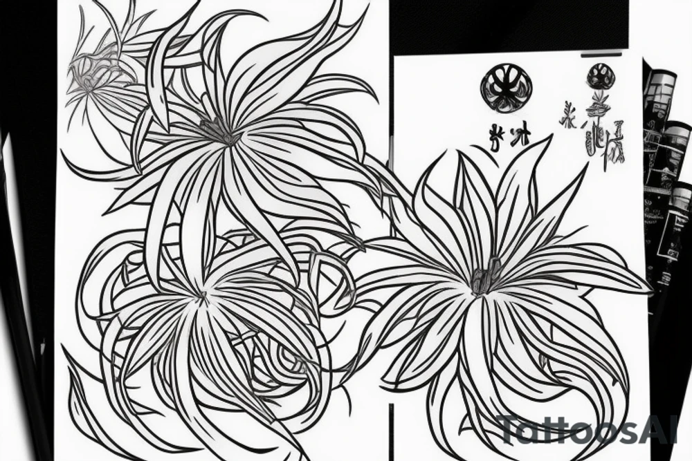 Akatsuki with red spider lilly tattoo idea