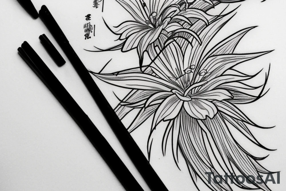 Akatsuki cloud with red spider lily tattoo idea