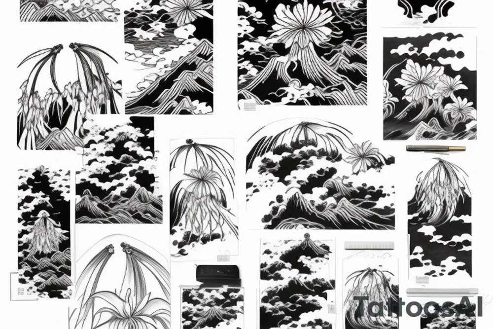 Akatsuki cloud with red spider lily tattoo idea