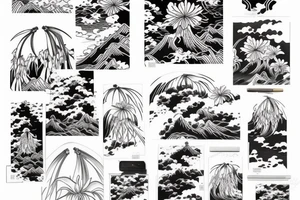 Akatsuki cloud with red spider lily tattoo idea