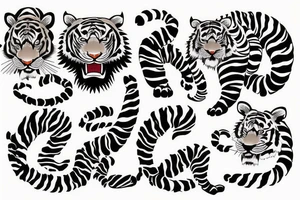 Japanese tiger with Japanese flowers tattoo idea