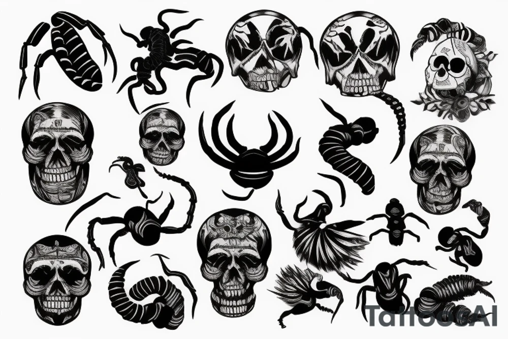 The best tattoo for arm including scorpion and skull tattoo idea