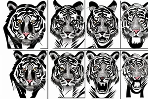 Japanese tiger with Japanese flowers tattoo idea