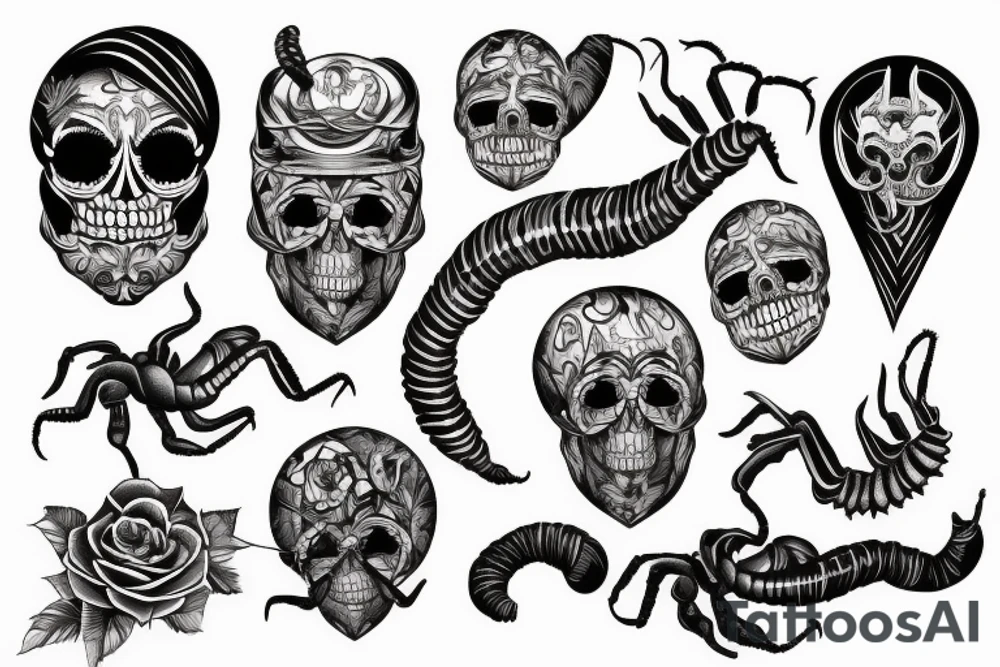 The best tattoo for arm including scorpion and skull tattoo idea