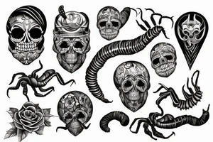 The best tattoo for arm including scorpion and skull tattoo idea