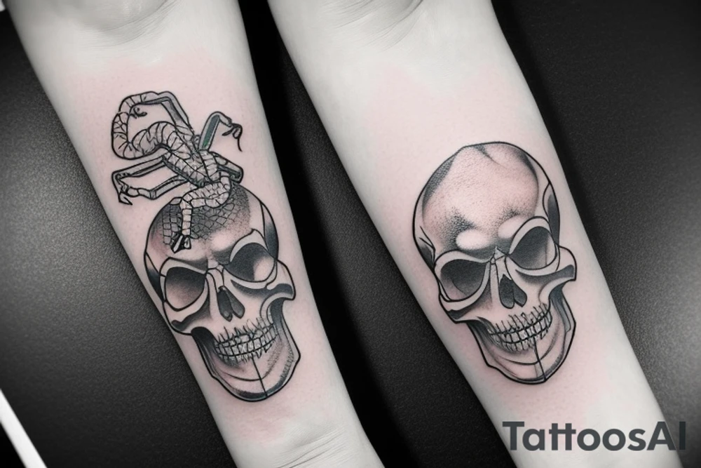 The best tattoo for arm including scorpion and skull tattoo idea