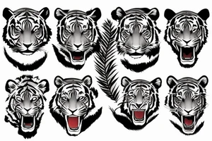 tiger with Japanese flowers tattoo idea