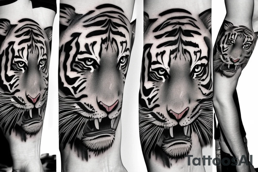 Full body tiger walking looking powerful tattoo idea