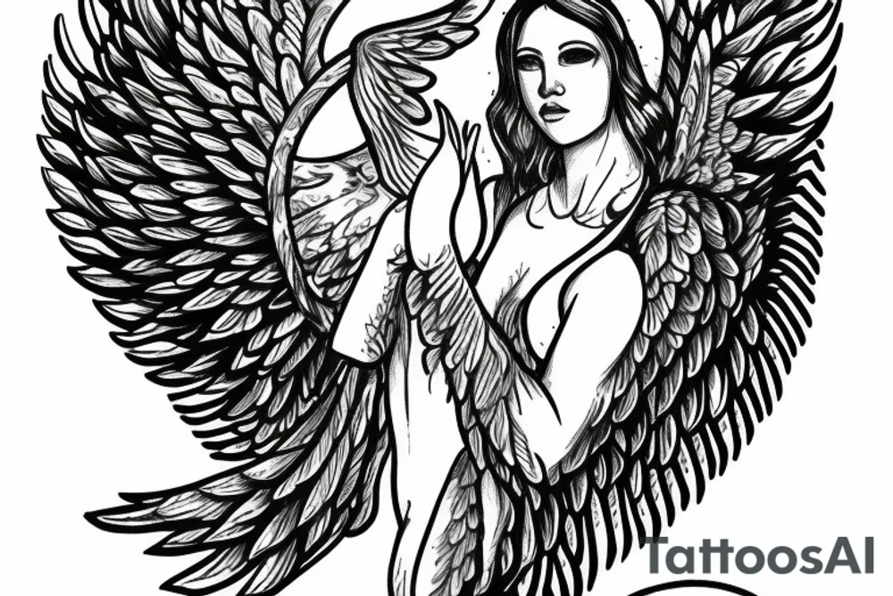 Bear angel with halo and wings tattoo idea
