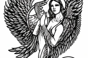 Bear angel with halo and wings tattoo idea