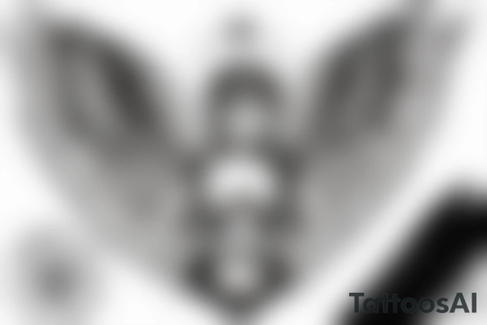 Bear angel with halo and wings tattoo idea