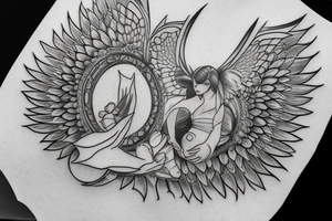 Bear with halo and wings tattoo idea