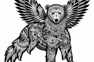Bear with halo and wings tattoo idea