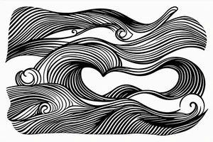 Line art sunset wave tattoo idea