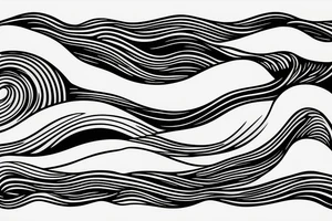 Line art sunset wave tattoo idea