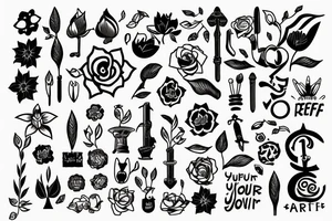 The sentence "build your garden" with symbols of self improvement. tattoo idea