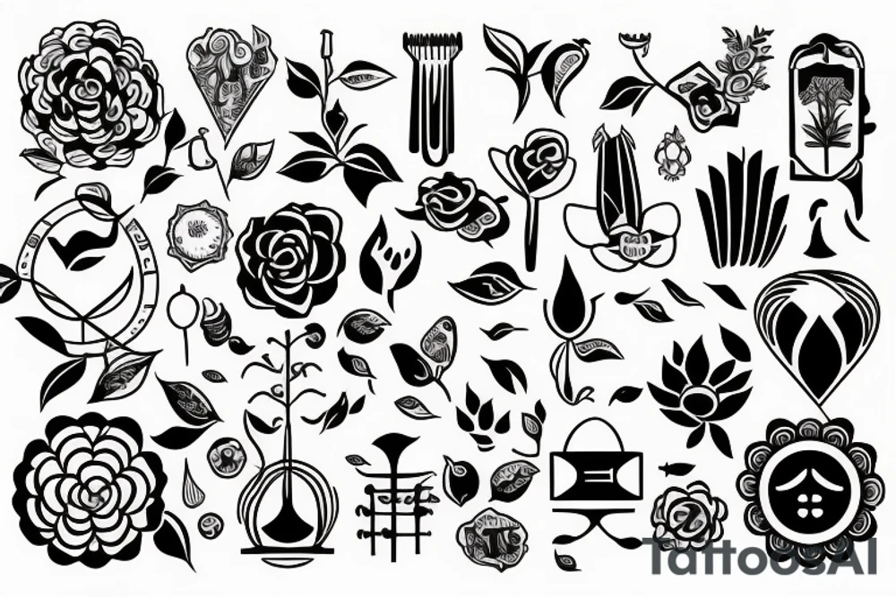 The sentence "build your garden" with symbols of self improvement. tattoo idea