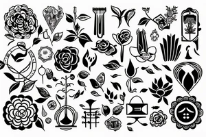 The sentence "build your garden" with symbols of self improvement. tattoo idea