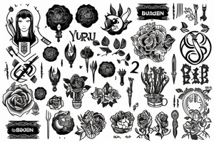 The sentence "build your garden" with symbols of self improvement. tattoo idea