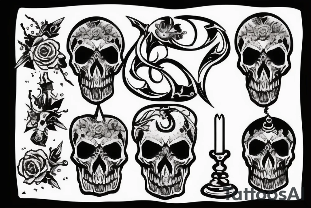 Skull with candle in the gothic cathedral tattoo idea Skull with candle in the gothic cathedral tattoo idea