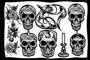 Skull with candle in the gothic cathedral tattoo idea