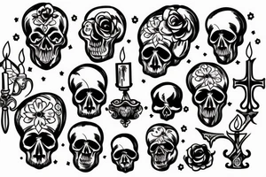 Skull with candle in the gothic cathedral tattoo idea