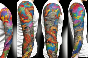 Complete arm with kobi to dragon with Google colour tattoo idea